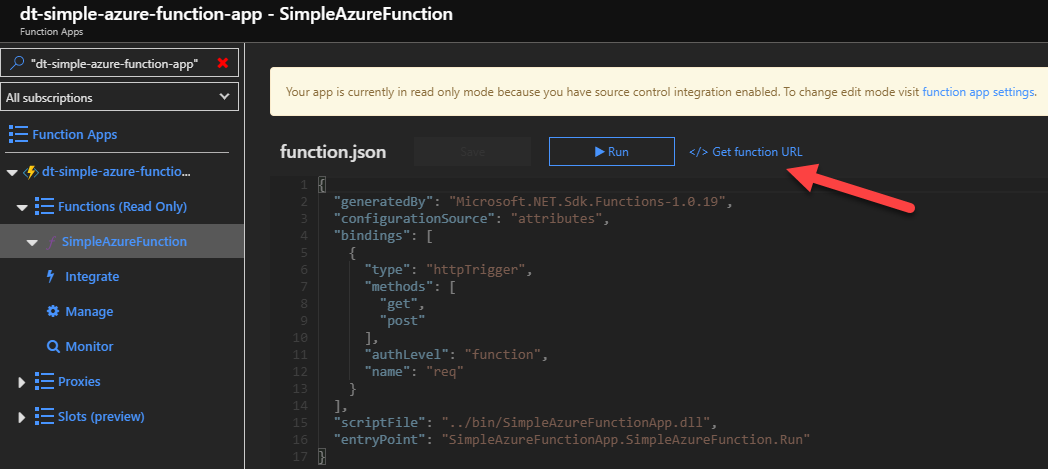 Azure Function App Url